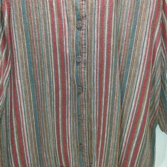 CHRISTOPHER and Banks Women's Button-up Tab Sleeve Striped Top - Picture 3 of 7